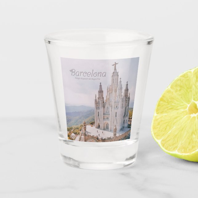 Barcelona Spanien Tempel Expiatori del Sagrat Cor Schnapsglas (Vorderseite)