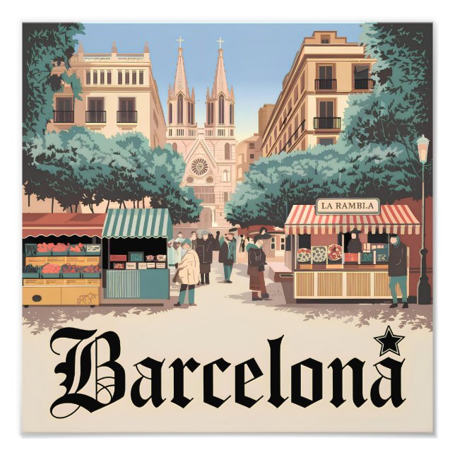 Barcelona Spanien Vintag Fotodruck (Vorne)