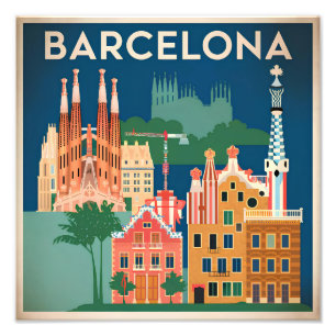 Barcelona Spanien Vintag Fotodruck