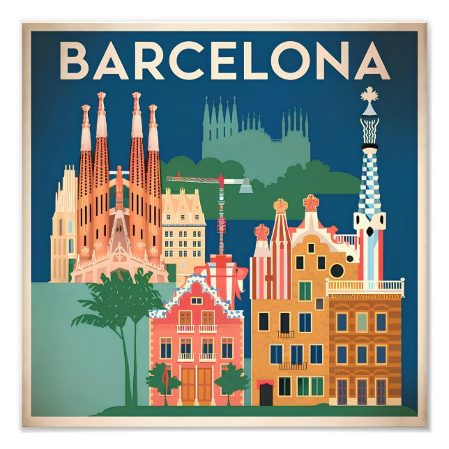Barcelona Spanien Vintag Fotodruck (Vorne)