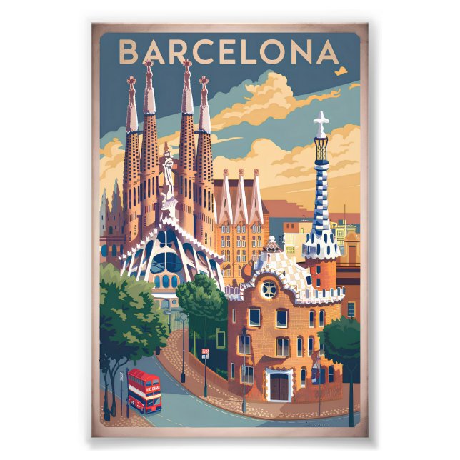 Barcelona Spanien Vintag Fotodruck (Vorne)