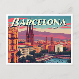 BARCELONA SPANIEN VINTAG POSTKARTE