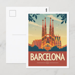 Barcelona Spanien Vintage Berühmter Reiseort Postkarte