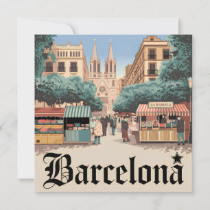 Barcelona Spanien vintage Feiertagskarte