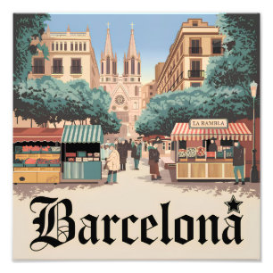 Barcelona Spanien vintage Fotodruck