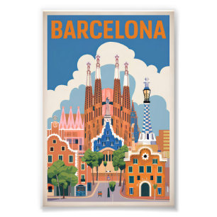 Barcelona Spanien vintage Fotodruck