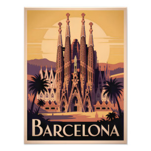 Barcelona Spanien vintage Fotodruck