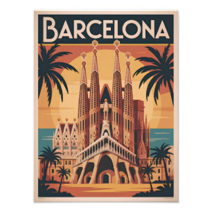 Barcelona Spanien vintage Fotodruck