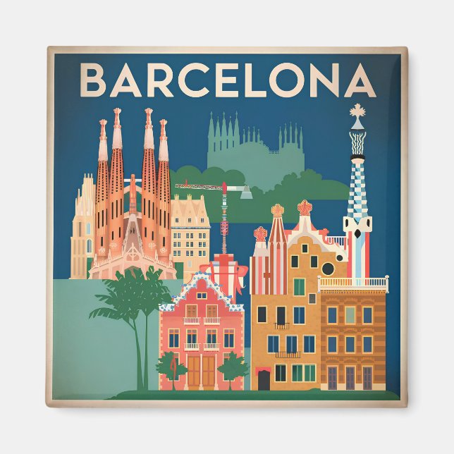 Barcelona Spanien vintage Magnet (Vorne)