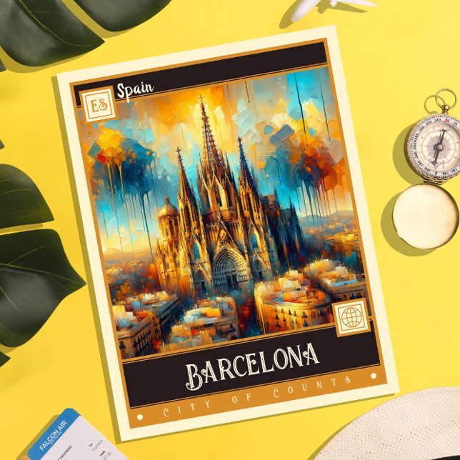 Barcelona, Spanien | Vintage Malerei Postkarte (Von Creator hochgeladen)
