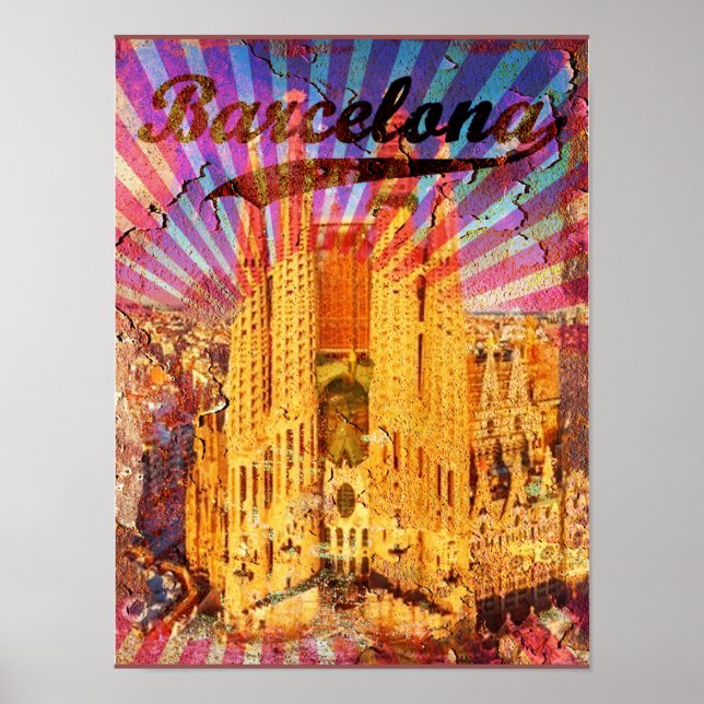 Barcelona, Spanien, Vintage Poster (Vorne)