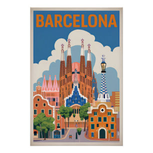 Barcelona Spanien vintage Poster