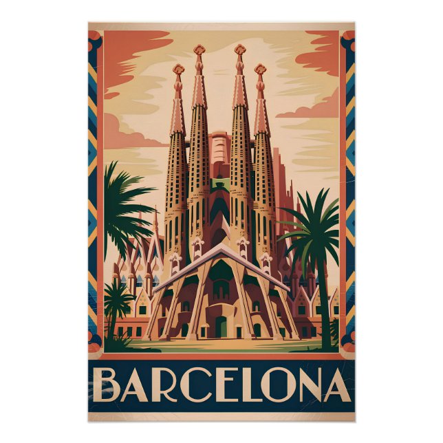 Barcelona Spanien Vintage Poster (Vorderseite)