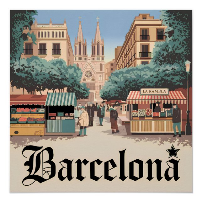 Barcelona Spanien vintage Poster (Vorderseite)