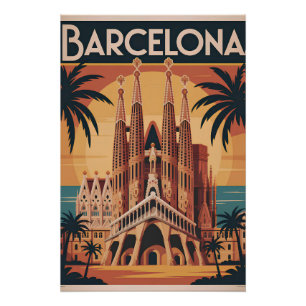 Barcelona Spanien vintage Poster