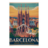 Barcelona Spanien Vintage Poster
