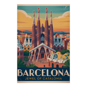 Barcelona Spanien Vintage Poster