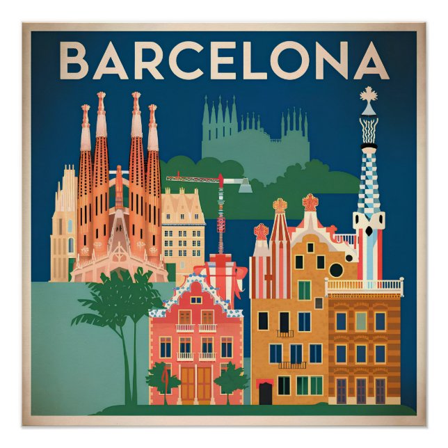 Barcelona Spanien vintage Poster (Vorderseite)