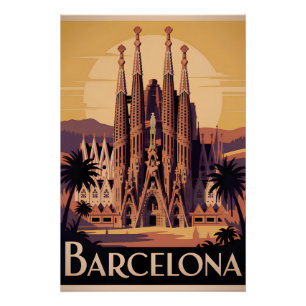 Barcelona Spanien vintage Poster