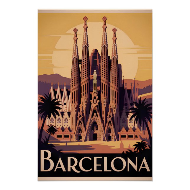 Barcelona Spanien vintage Poster (Vorderseite)