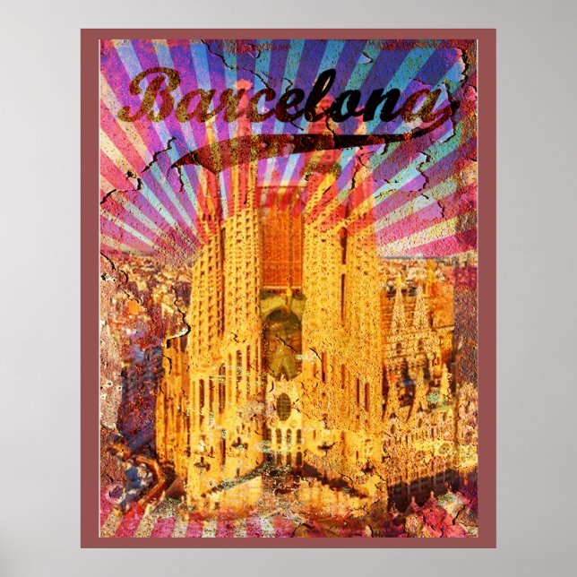 Barcelona, Spanien, Vintage Poster (Vorne)