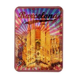Barcelona, Spanien, Vintage Poster Magnet