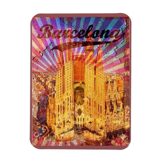 Barcelona, Spanien, Vintage Poster Magnet (Vertikal)
