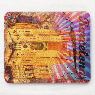 Barcelona, Spanien, Vintage Poster Mousepad