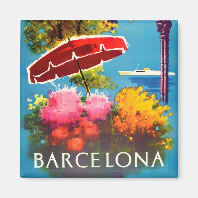 Barcelona Spanien Vintage Reise Magnet (Vorne)