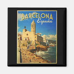 Barcelona Spanien Vintage Reise Magnet