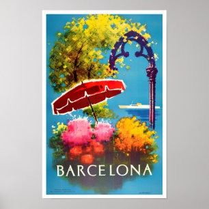 Barcelona Spanien Vintage Reise Poster