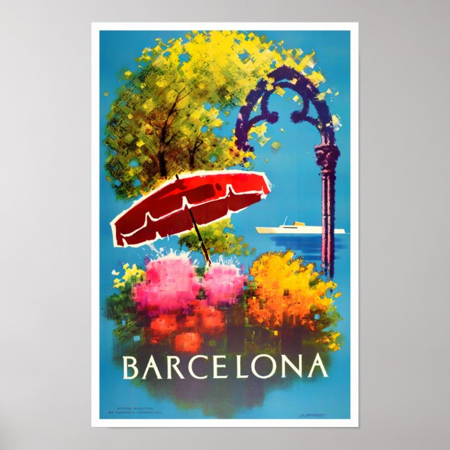 Barcelona Spanien Vintage Reise Poster (Vorne)