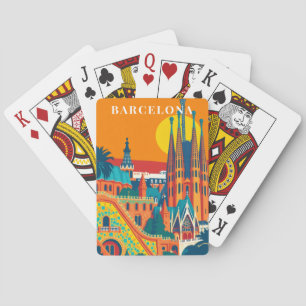 Barcelona Spanien Vintage Reise Retro Spielkarten