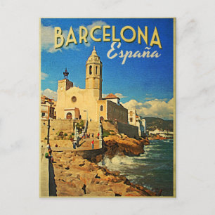 Barcelona Spanien Vintage Reisen Postkarte