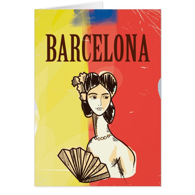 Barcelona Spanien Vintage Reiseplakat (Vorne)