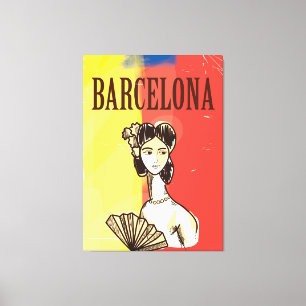 Barcelona Spanien Vintage Reiseplakat Leinwanddruck