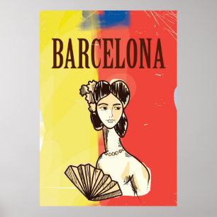 Barcelona Spanien Vintage Reiseplakat Poster