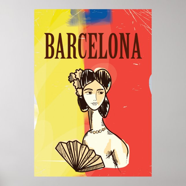 Barcelona Spanien Vintage Reiseplakat Poster (Vorne)