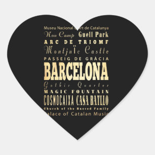 Barcelona Stadt Spaniens Typografie Kunst Herz-Aufkleber