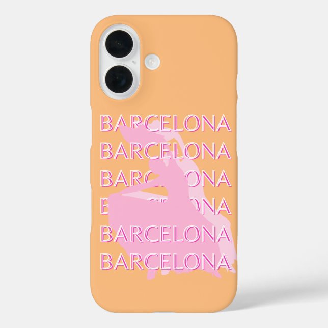 Barcelona Travel Art, Spanien, Orange, Pink Case-Mate iPhone Hülle (Rückseite)