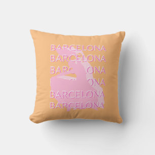 Barcelona Travel Art, Spanien, Orange, Pink Kissen