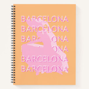 Barcelona Travel Art, Spanien, Orange, Pink Notizbuch