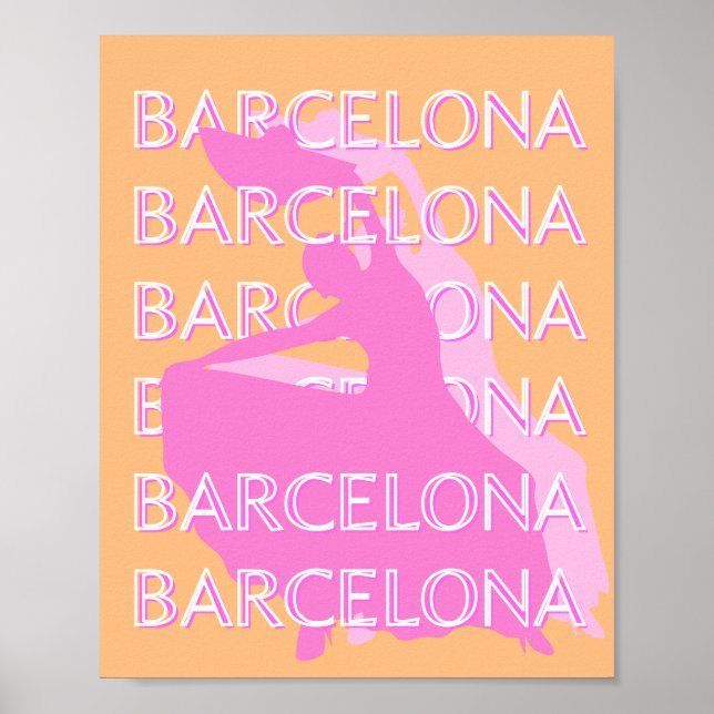 Barcelona Travel Art, Spanien Reisen Kunst, Orange Poster (Vorne)