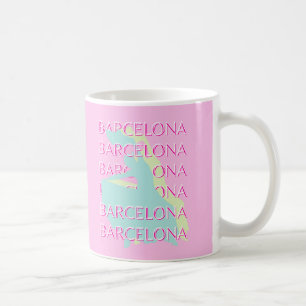 Barcelona Travel Art, Spanien Reisen Kunst, Rosa Kaffeetasse