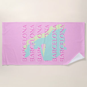 Barcelona Travel Art, Spanien Reisen Kunst, Rosa Strandtuch