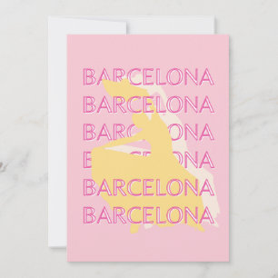 Barcelona Travel Art, Spanien, Travel Art, Pink Feiertagskarte