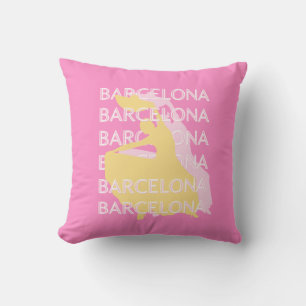 Barcelona Travel Art, Spanien, Travel Art, Pink Kissen