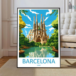 Barcelona Travel Print Wall Art Barcelona Wall Han Poster