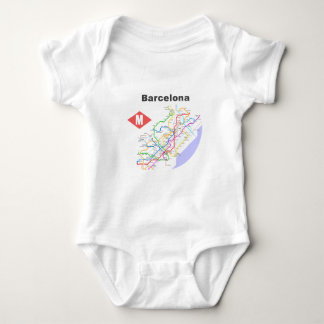 Barcelona-Untergrundbahn-Karten-Shirts Baby Strampler