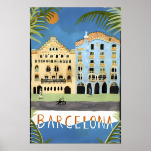 Barcelona Vintage Druck Poster